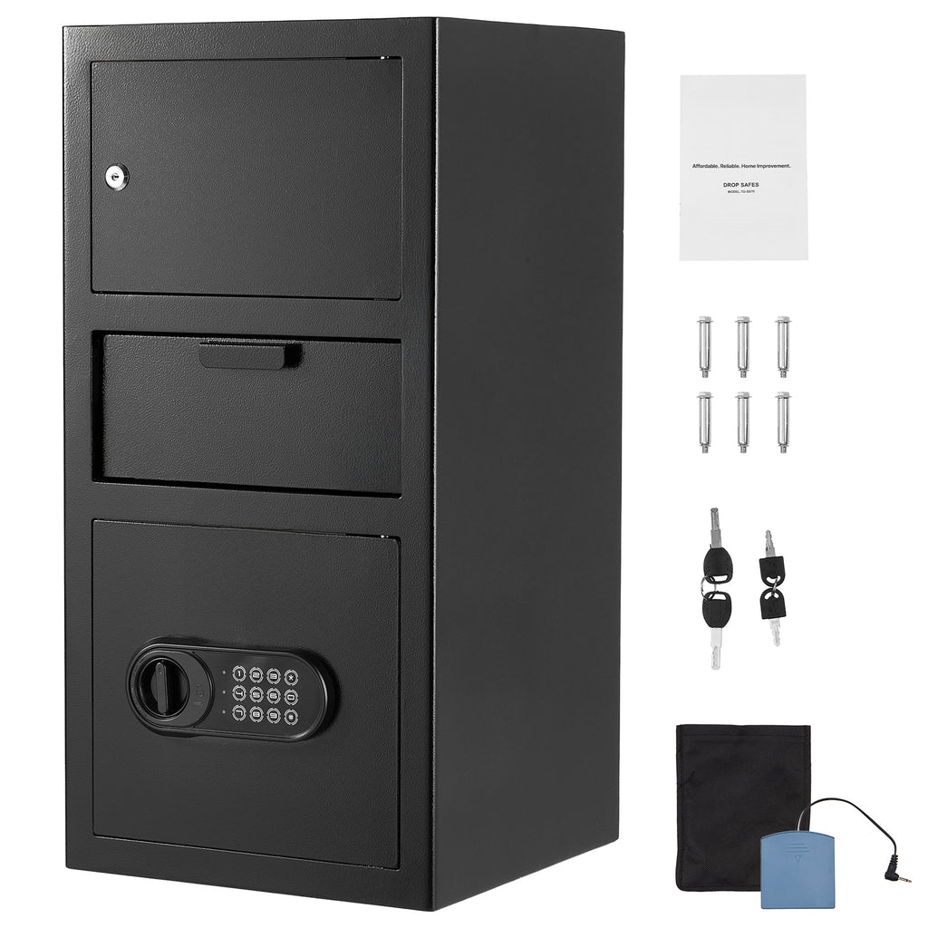3.6 Cubic Feet Drop Safe, Large Capacity Front Drop Slot Safe Box with Digital Keypad, Heavy Duty 3 Tiers Cash Depository Box