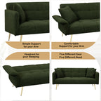 Green Teddy Velvet Futon Sofa Bed with Folding Armrests, Convertible Double Sofa Bed for Small Living Rooms and Studios - Grand Goldman Shop