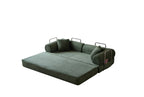 78.8' Compression Sofa,Convertible Floor Sofa Bed-with Pillow Back Support Armrest,Comfy Futon Couch Sleeper Bed,Loveseats Boneless Modular Sectional Sofa,Corduroy fabric,for Living Room,Bedroom,Green - Grand Goldman Shop