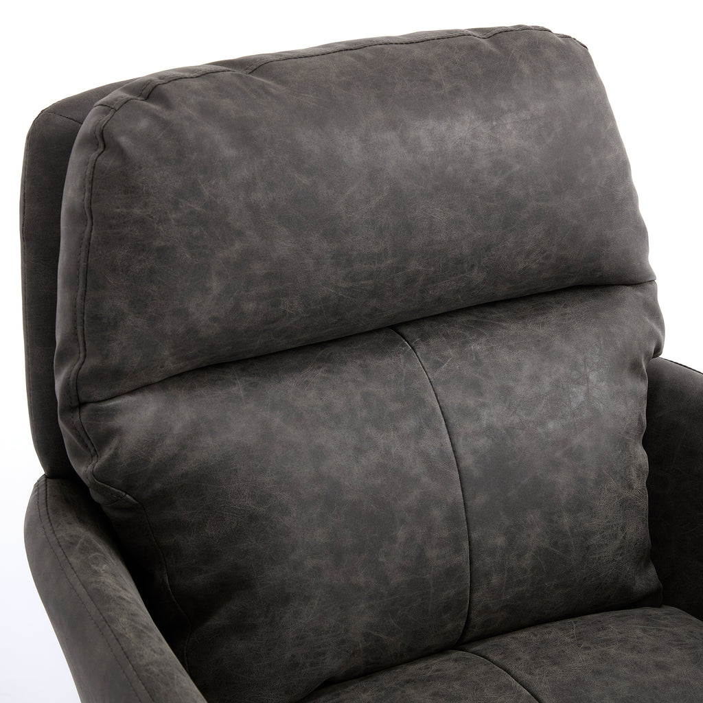 Gray PU Leather Office Chair with Adjustable Height, Black Base, Ergonomic Design for Office Bedroom Dressing Table Use | Pre