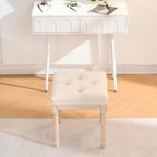 French Style Bench, Linen Fabric Entryway Bench, Upholstered Tufted End of Bed Bench with Brushed Wood Legs, Beige - Grand Goldman Shop