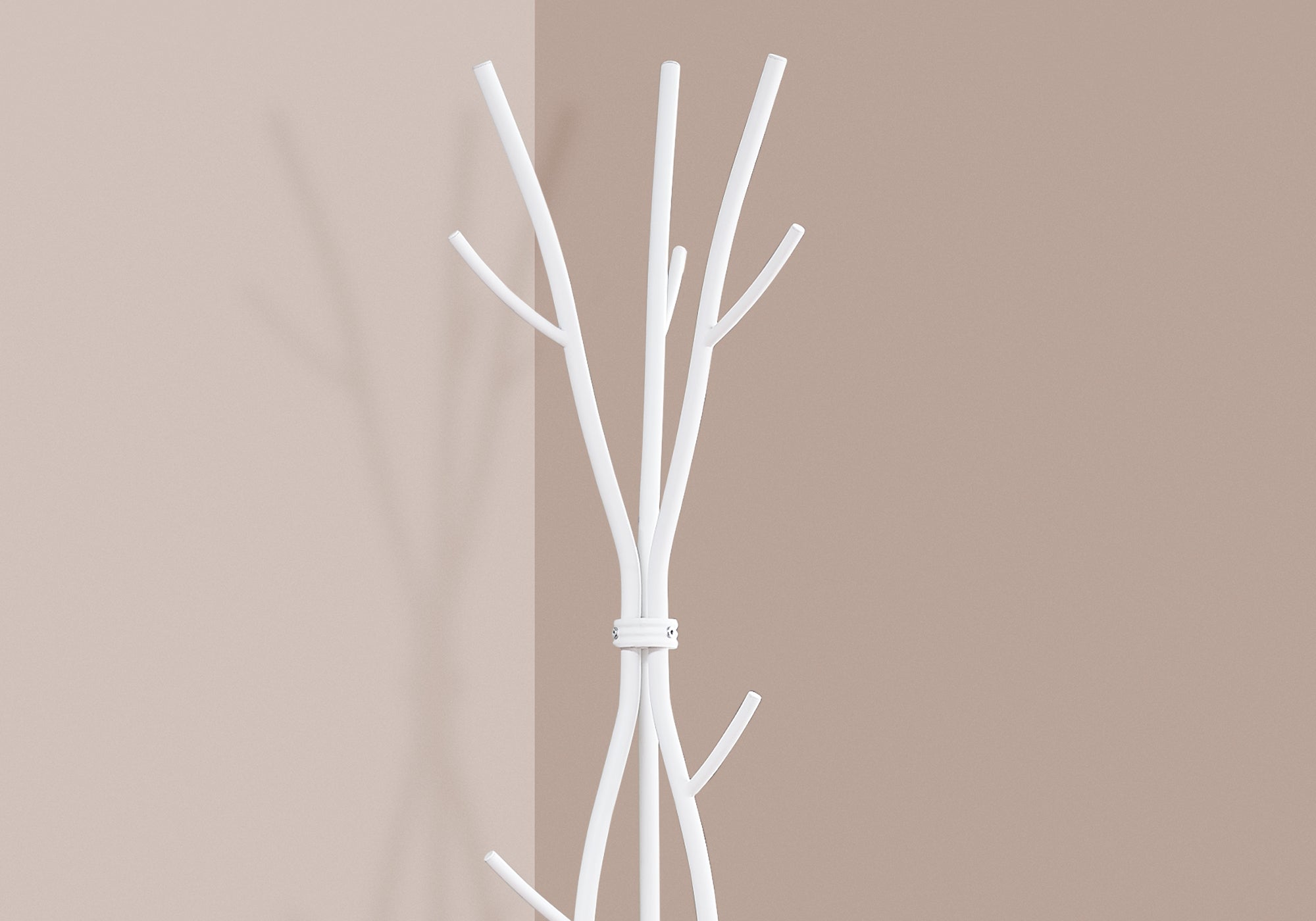 Coat Rack, Hall Tree, Free Standing, 11 Hooks, Entryway, 74'h, Bedroom, White Metal, Contemporary, Modern - Grand Goldman Shop