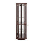 Corner Glass Cabinet Lighted Curio Cabinet Corner Display Case for Living Room, Curio Cabinet, Antique collection, Wine,Bar Glass Storage Light Included,Dark Cherry - Grand Goldman Shop