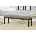Transitional 1pc BENCH Only Espresso Warm Gray Nail heads Solid wood Fabric Upholstered Padded Seat Kitchen Rustic Dining Room Furniture - Grand Goldman Shop