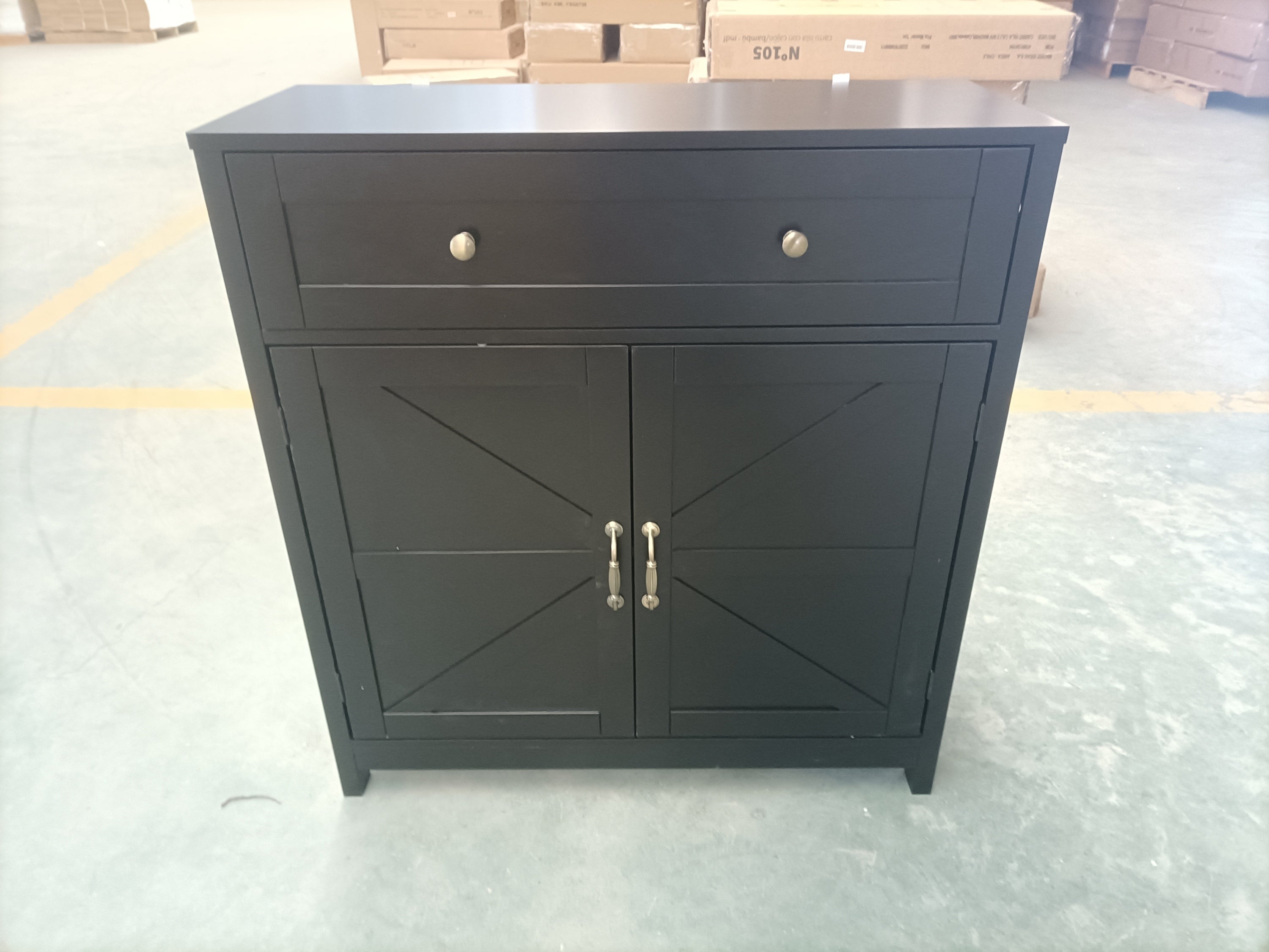 Kitchen Sideboard Buffet Cabinet, Farmhouse Storage Cabinet With Drawer And Adjustable Shelf, Barn Door Accent Cabinet For Kitchen, Dining Room, Entryway,Black - Grand Goldman Shop