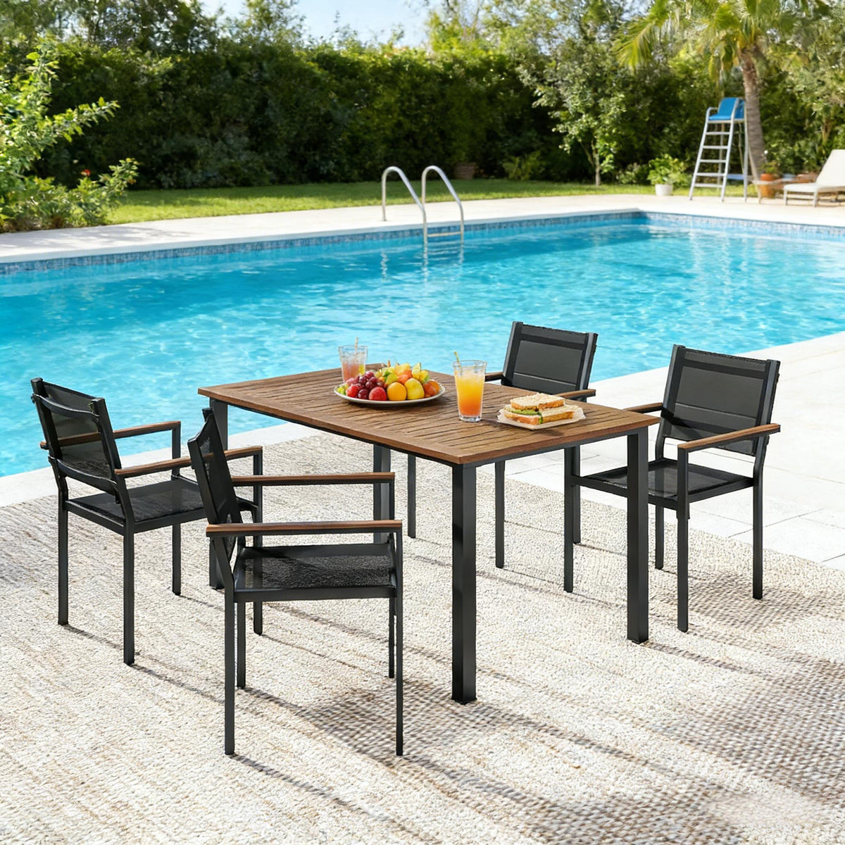 Konversations-Tisch- und Stuhl-Set, Outdoor-Essgruppe, Gartentisch- und Stuhl-Set