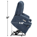 Power Lift Recliner Chair with Massage and Heat for Elderly, Overstuffed Wide Recliners, Heavy Duty Motion Mechanism with USB and Type C Ports, 2 Steel Cup Holders, Blue - Grand Goldman Shop