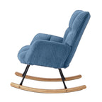 Glider Chair for Living Room Tufted Upholstered Teddy Fabric Rocking Chair with Metal Frame Accent Chair Blue - Grand Goldman Shop