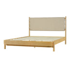 Modern Queen Bed Frame Set with 2 Nightstands, Beige Wood Platform Bed with Headboard and Matching Bedside Tables for Bedroom - Grand Goldman Shop