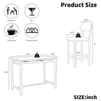 Kitchen Table Set, Dining Table and Chairs for 2, 3 Piece Dining Room Table Set with 2 Upholstered Chairs, Bar Dining Table Set for Small Spaces, Apartment, Breakfast, Pub, Rustic Black - Grand Goldman Shop