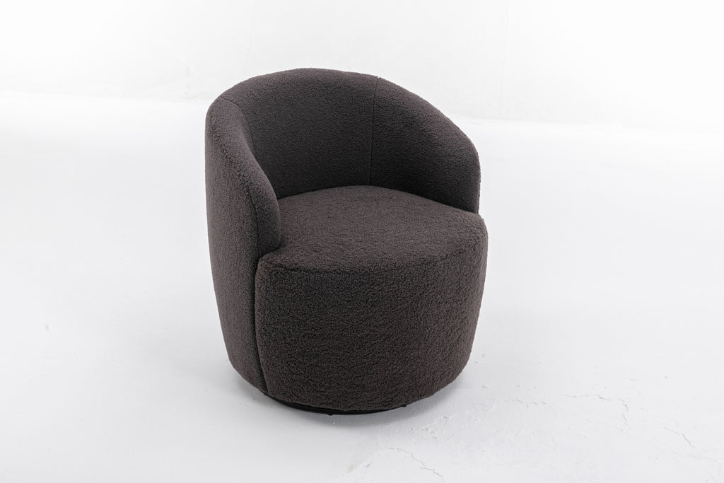 Teddy Fabric Swivel Accent Armchair Barrel Chair With Black Powder Coating Metal Ring,Dark Gray - Grand Goldman Shop