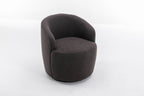 Teddy Fabric Swivel Accent Armchair Barrel Chair With Black Powder Coating Metal Ring,Dark Gray - Grand Goldman Shop