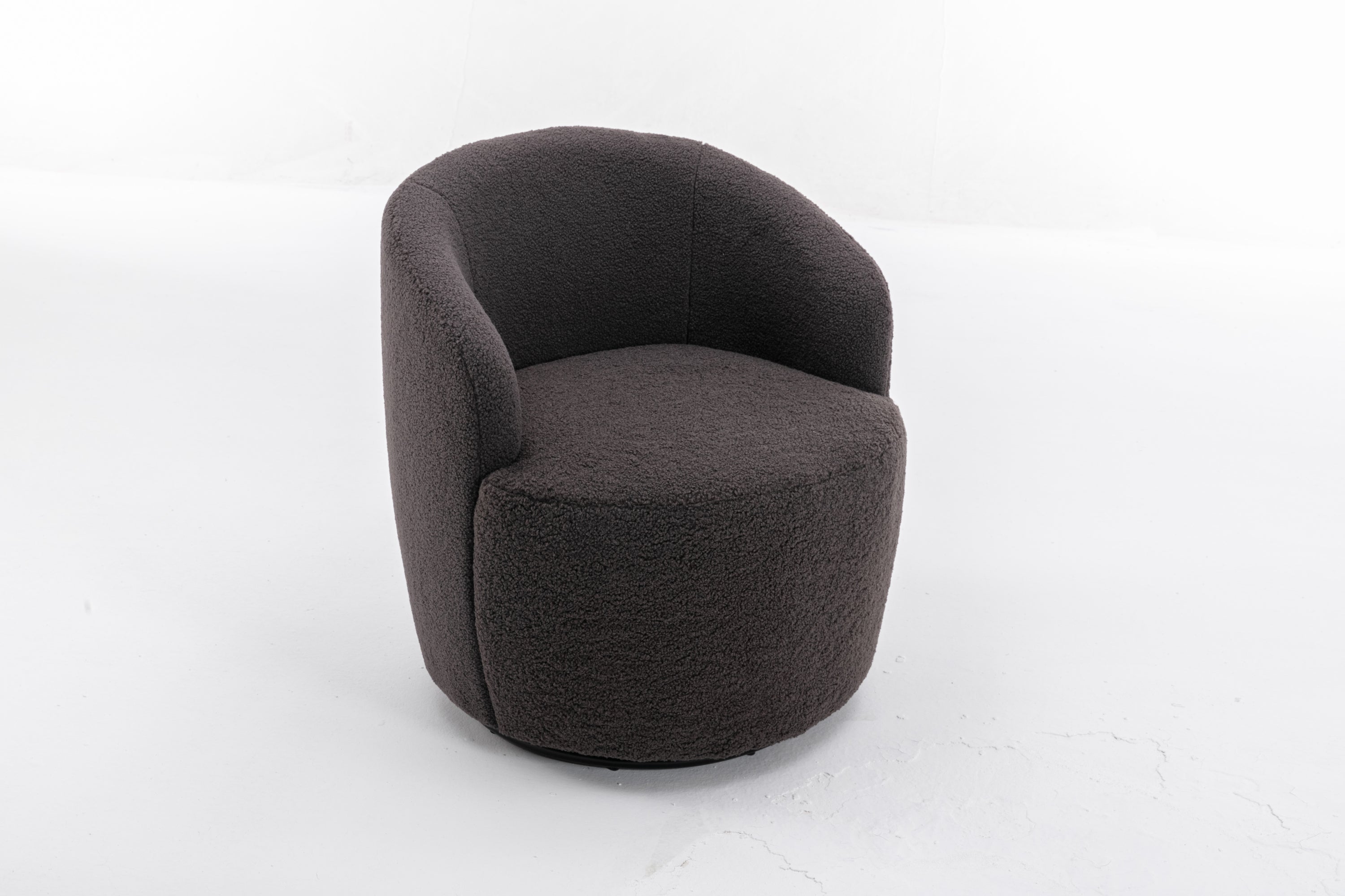 Teddy Fabric Swivel Accent Armchair Barrel Chair With Black Powder Coating Metal Ring,Dark Gray - Grand Goldman Shop