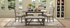 TREXM 6-Piece Retro Dining Table Set for 6, 60' Wood Kitchen Table and Chairs Set of 4 with Bench Designed Trestle Base for kitchen & Dining Room (Gray) - Grand Goldman Shop