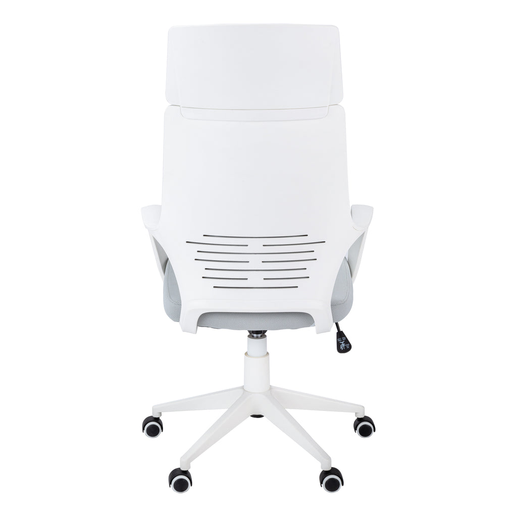 Office Chair, Adjustable Height, Swivel, Ergonomic, Armrests, Computer Desk, Work, Grey Mesh, White Metal, Contemporary, Mode