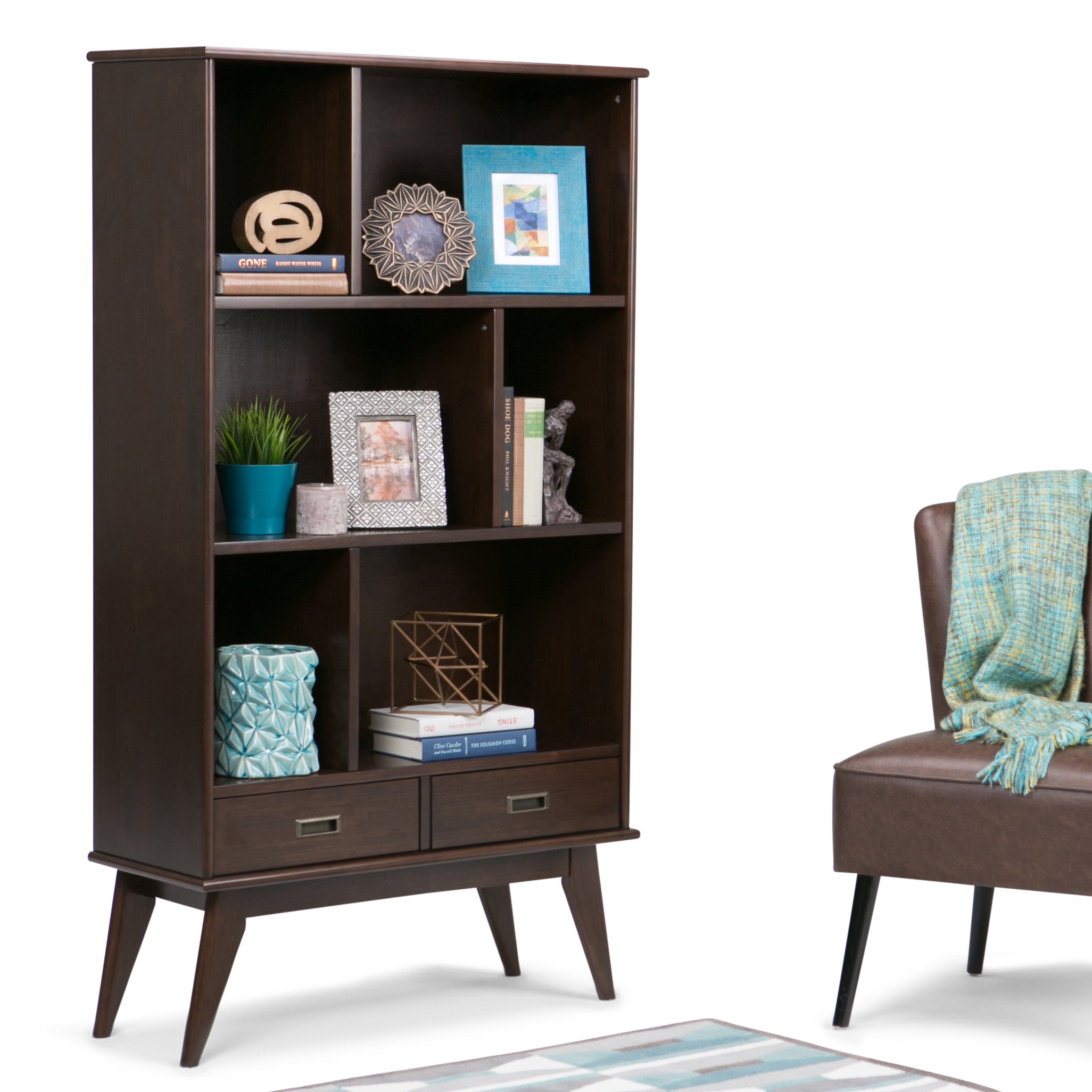 Draper Mid Century Wide Bookcase and Storage Unit - Grand Goldman
