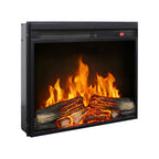 23 inch electric fireplace insert, ultra thin heater with log set & realistic flame, remote control with timer, overheating protection - Grand Goldman Shop