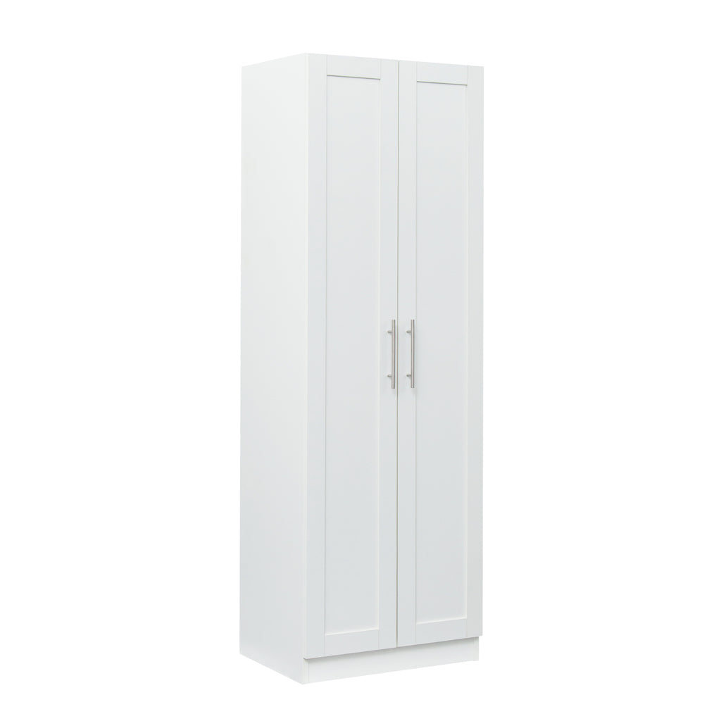 High wardrobe and kitchen cabinet with 2 doors and 3 partitions to separate 4 storage spaces, White - Grand Goldman Shop