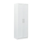 High wardrobe and kitchen cabinet with 2 doors and 3 partitions to separate 4 storage spaces, White - Grand Goldman Shop