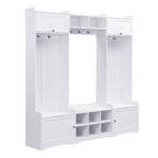 VIBE HAUS 79.1''Wide Modern Hall Tree with Shoe Storage, 4-in-1 Entryway Bench with 8 Cubbies, 7 Coat Hooks & Adjustable Shelf for Hallway, living room, White - Grand Goldman Shop