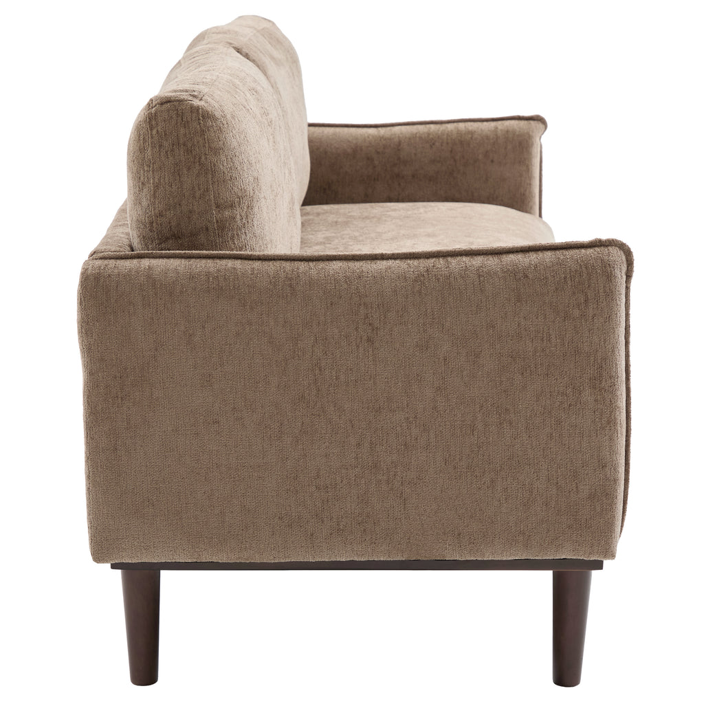 Modern Style Loveseat Sofa 75.75' with Spacious Seating, Brown Chenille Upholstery, Rubber Wood Legs, 2-Seater Couch - Grand Goldman Shop
