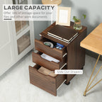 HOMCOM 3 Drawer Office Storage Cabinet, Under Desk Cabinet with Wheels, Brown Wood Grain | Premium Home Decor - Grand Goldman