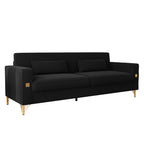 FX-P18-BK(sofa)Luxury Velvet Sofa with Gold Accents - Modern 3-Seat Couch with Plush Cushions, Perfect for Living Room and Office Decor - Grand Goldman Shop