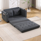 {VIDEO Provided}3-in-1 Upholstered Futon Sofa Convertible Sofa bed,Foldable Tufted Loveseat with Pull Out Sleeper Couch Bed,Folding Mattres Love Seat Daybed W/Side Pockets and Cup Holder, Dark Gray - Grand Goldman Shop