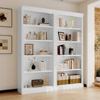 83' Tall Wood Bookcase Suite ,5-Tier Home Decor Bookshelves Suite with Adjustable Shelves,Storage Organizer for CDs/Books/Movies,Free Standing Storage Shelves Suite for Living Room,Office,White