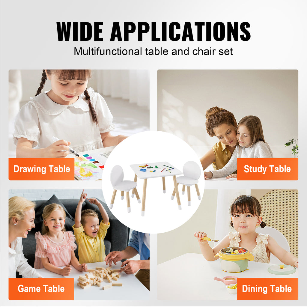 Kids Table and 2 Chairs Set, Toddler Table and Chair Set, Children Multi-Activity Table for Art, Craft, Reading, Learning, 1 