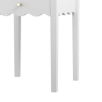 White Nightstand with Drawer, Modern Bedside Table with Wavy Apron Design, Compact End Table for Bedroom Living Room, Small Side Table with Storage - Grand Goldman Shop