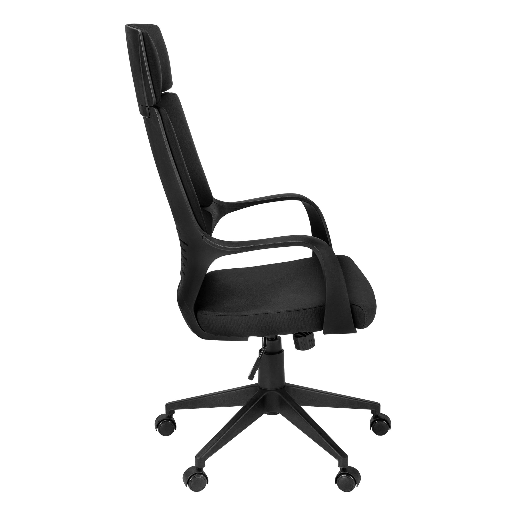 Office Chair, Adjustable Height, Swivel, Ergonomic, Armrests, Computer Desk, Work, Black Fabric, Black Metal, Contemporary, M