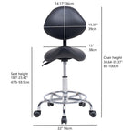 Saddle Stool Chair with Backrest Swivel Hydraulic Ergonomic Tilt Seat Chair with Wheels Footrest for Medical Hospital Clinic 