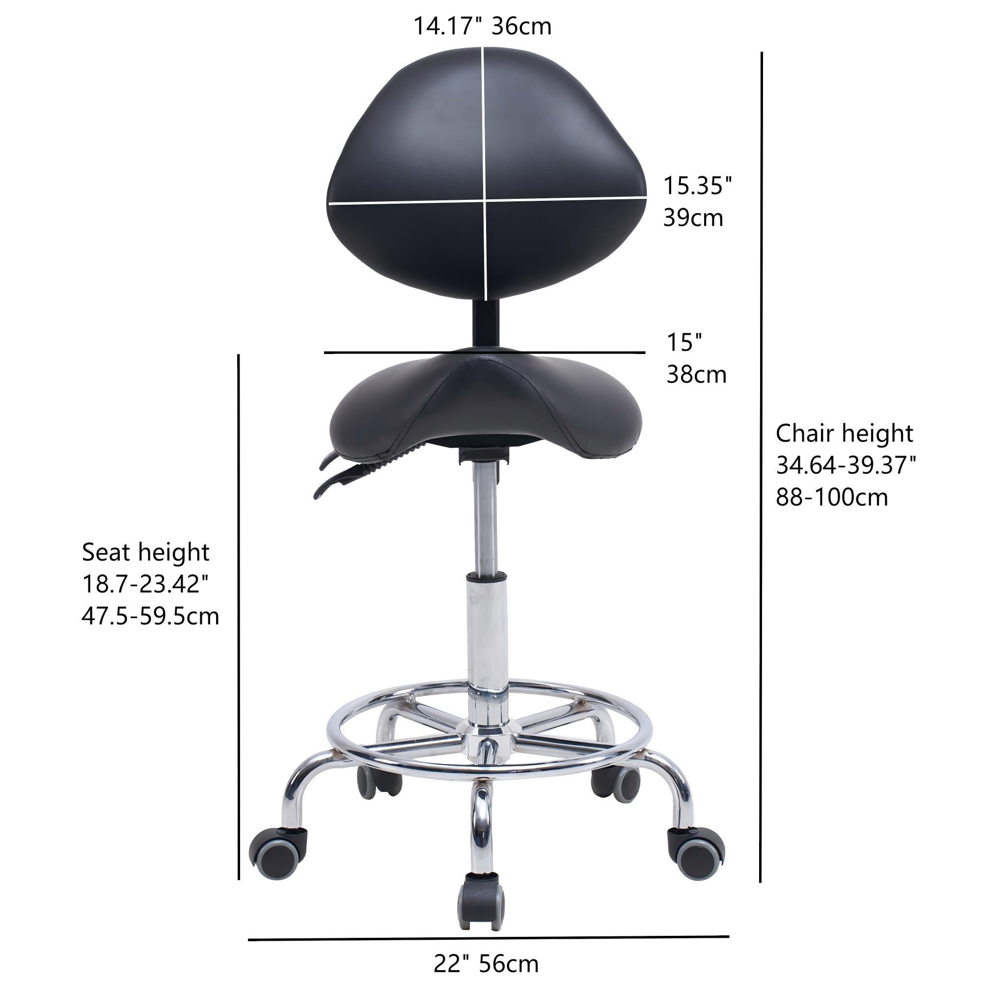 Saddle Stool Chair with Backrest Swivel Hydraulic Ergonomic Tilt Seat Chair with Wheels Footrest for Medical Hospital Clinic 