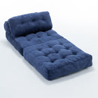 Folding Sofa Bed, Convertible Sleeper Chair with Pillow Foldable Mattress with Back Support, Portable Fold Out Chair Bed Comfy Floor Sofa Lounge for Living Room Bedroom, Dark Blue, Single - Grand Goldman Shop