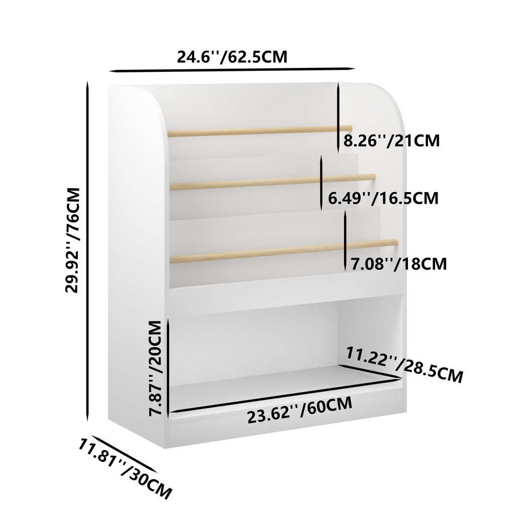 Kids Bookshelf with Open Storage, Front-Facing Children's Bookcase, Multi-Tier Wooden Book Display Shelf for Toddlers, Playro