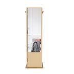 360° Rotating Makeup Cabinet in Walnut with Full-Length Mirror, Jewelry Storage, Coat Rack, 4 Open Shelves & 2 Built-In Shelves - Grand Goldman Shop