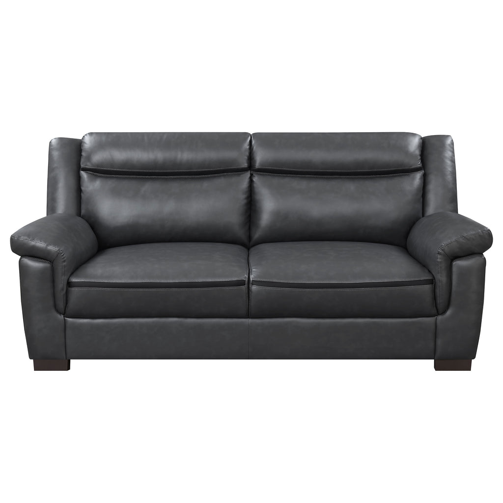 Borden Grey 2-Piece Faux Leather Living Room Set with Smooth Upholstery, Grey Color, Medium Size - Grand Goldman Shop