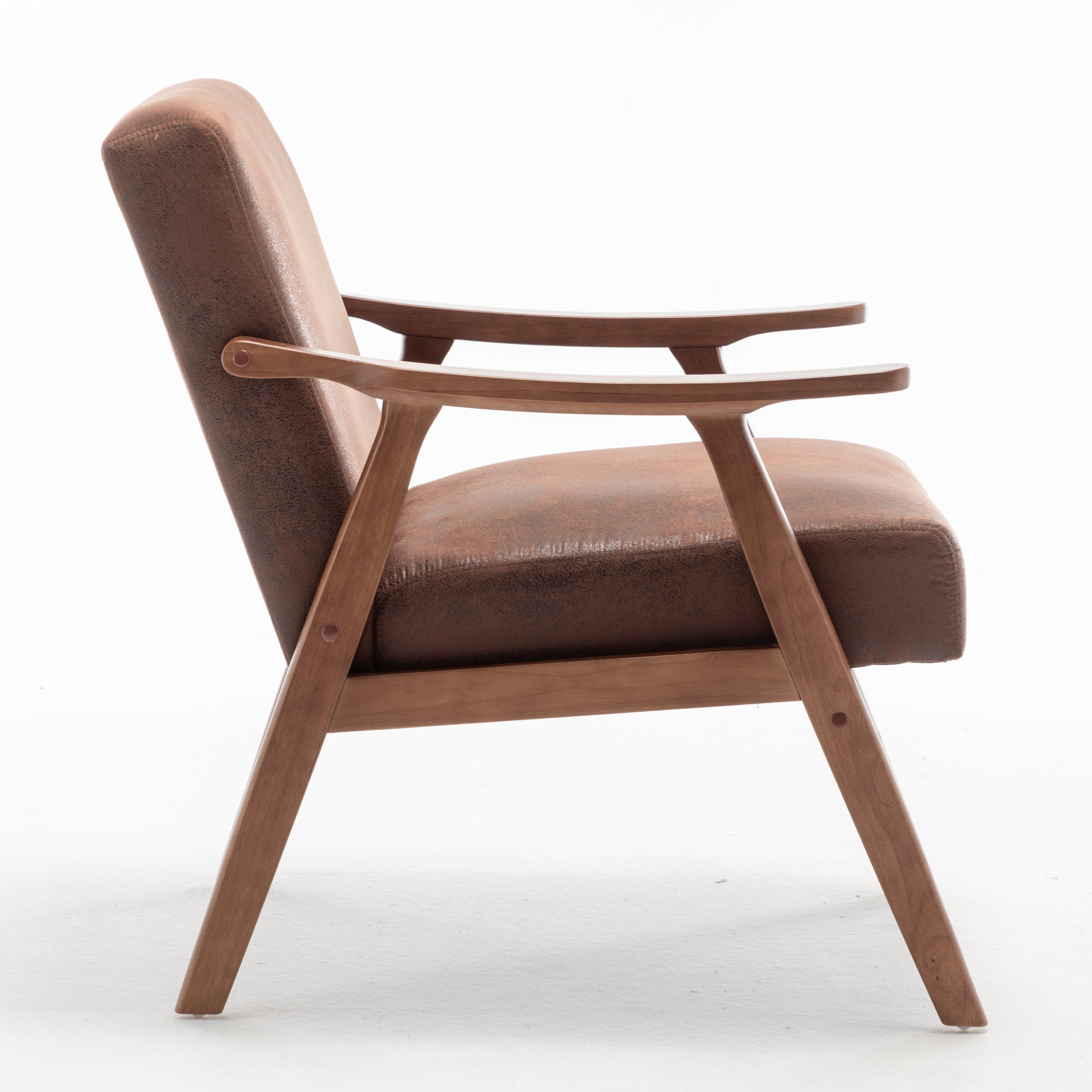 Mid-Century Modern Wingback Accent Chair with Solid Wood Frame and Extra-Thick Backrest – Lounge Chair for Living Room, Bedroom, or Reading Room - Grand Goldman Shop
