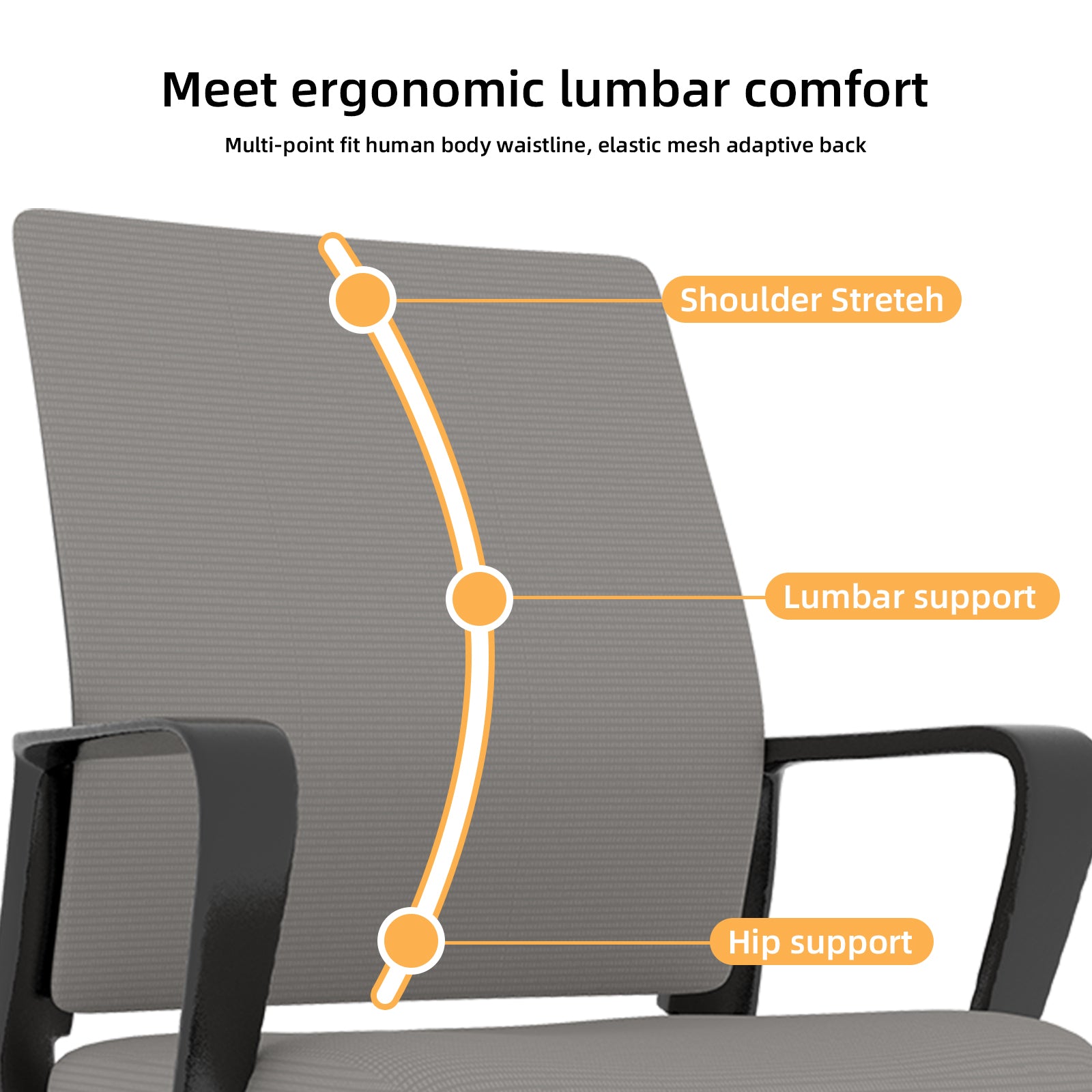 Minimalist Modern Office Chair with Metal Frame, Soft Comfort Mesh Backrest, Black+Gray, Polyurethane Cushion, Home & Office 