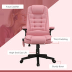 HOMCOM High Back Vibration Massage Office Chair with 6 Vibration Points, Heated Reclining PU Leather Computer Chair with Armr
