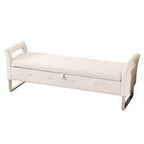 67.91' Wide Storage Soft Ottoman Bench with Armrests,Footrest Bed End Stool for Living Room, Dorm, Entryway and Bedroom, Beige - Grand Goldman Shop