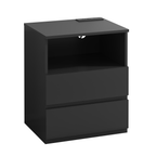 (Set of 2)End Table with Fast USB C Charging Station, Sofa Side Table with 2 Drawers, Large Storage Modern Wood Storage Cabinet for Living Room,Bedroom,Office, Black - Grand Goldman Shop