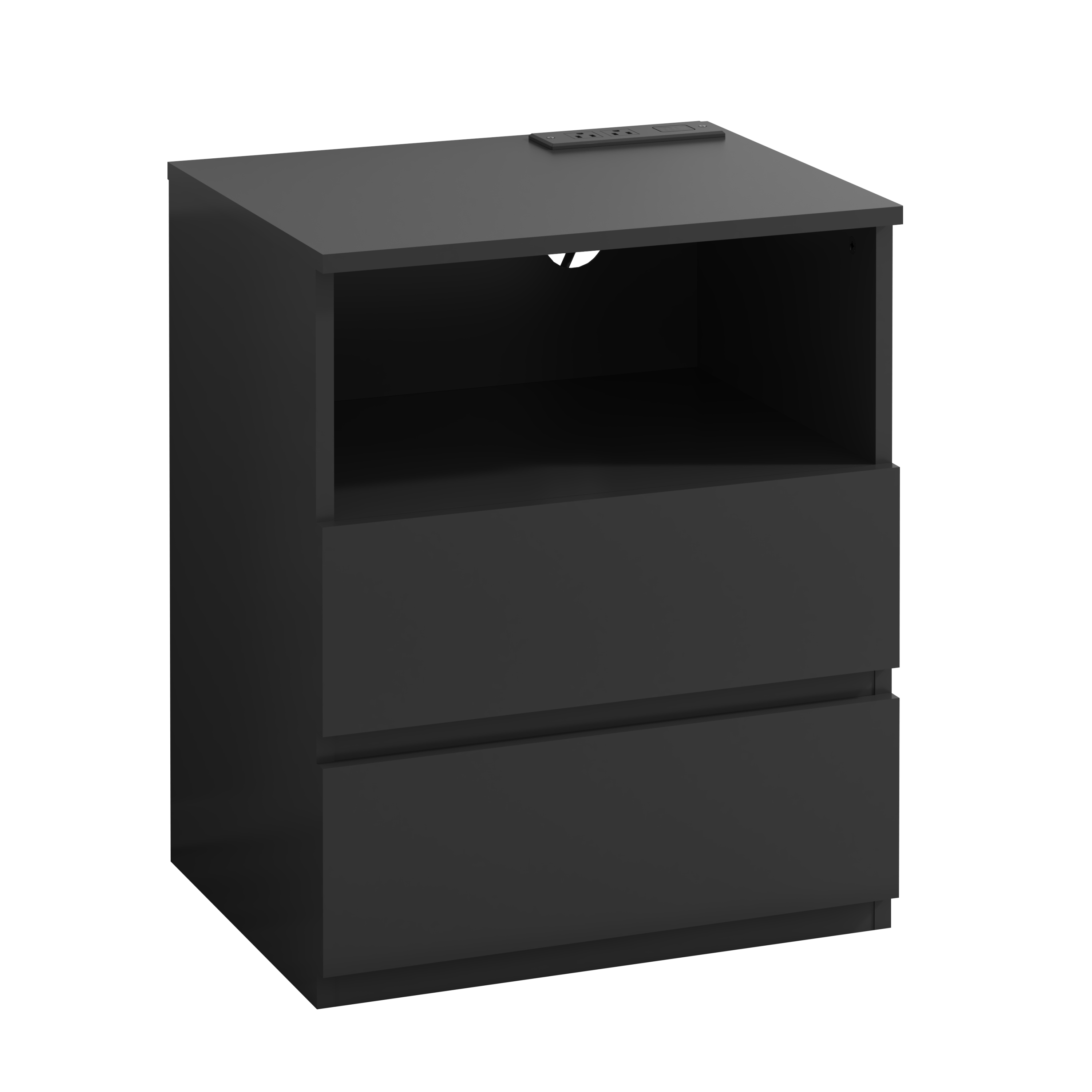 (Set of 2)End Table with Fast USB C Charging Station, Sofa Side Table with 2 Drawers, Large Storage Modern Wood Storage Cabinet for Living Room,Bedroom,Office, Black - Grand Goldman Shop