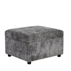 Modern Sectional Sofa Pull-out Sleeper with Storage Ottoman, USB Charging, Grey Tweed Chenille, 112.2' - Grand Goldman Shop