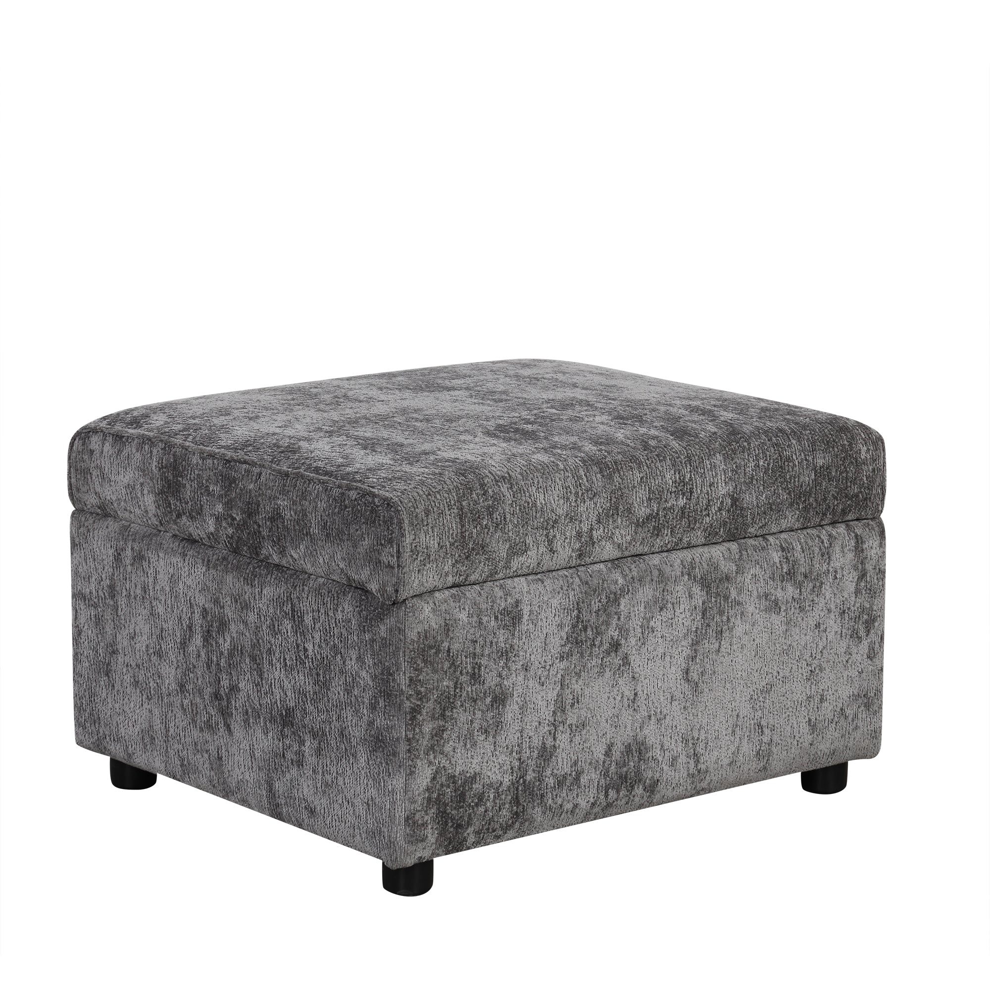Modern Sectional Sofa Pull-out Sleeper with Storage Ottoman, USB Charging, Grey Tweed Chenille, 112.2' - Grand Goldman Shop