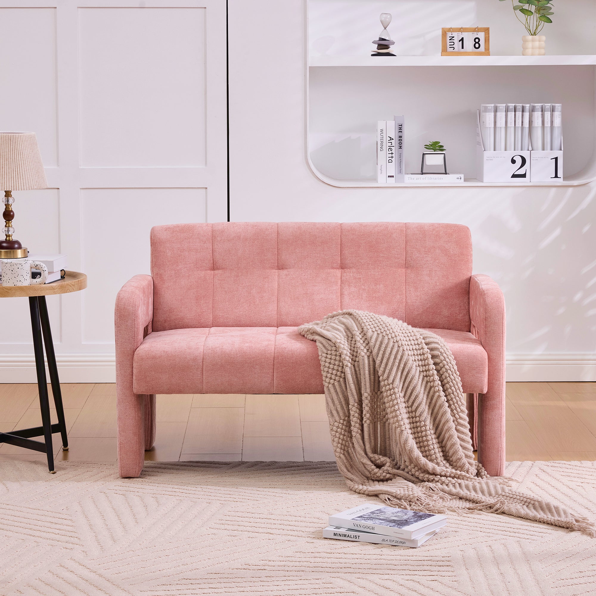 Nordic Modern Double Armchair Living Room & Bedroom Compact Upholstered Sofa Leisure Sofa Comfortable Seating with Dual Armrests Can be paired with a single chair - Grand Goldman Shop