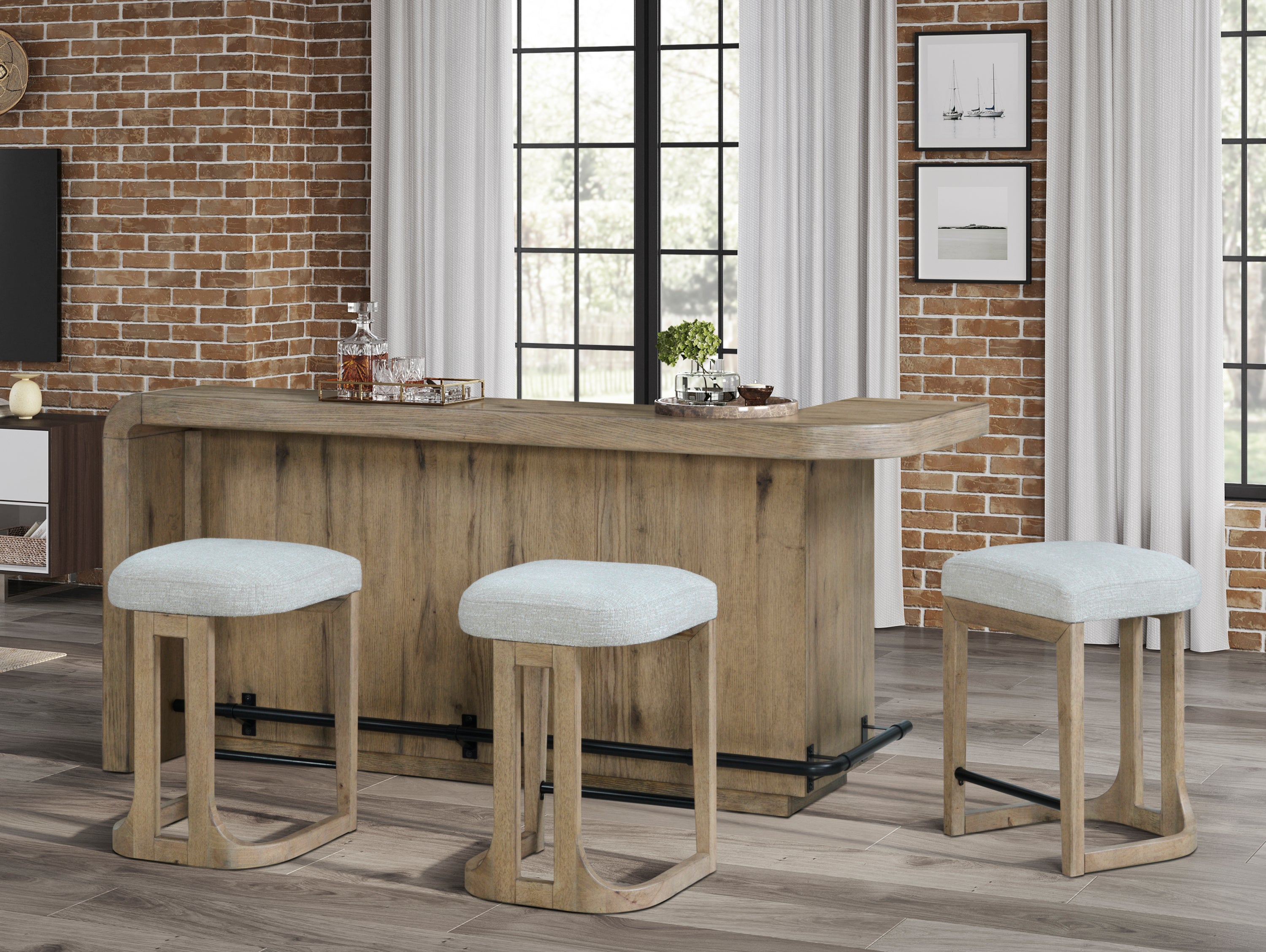 English Knotty Oak Counter Height Bar - Grand Goldman Shop