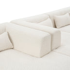 Modern Upholstered L-Shape Sofa with Chaise Lounge and Back Pillows, Beige Boucle Fabric, 144 inches - Grand Goldman Shop