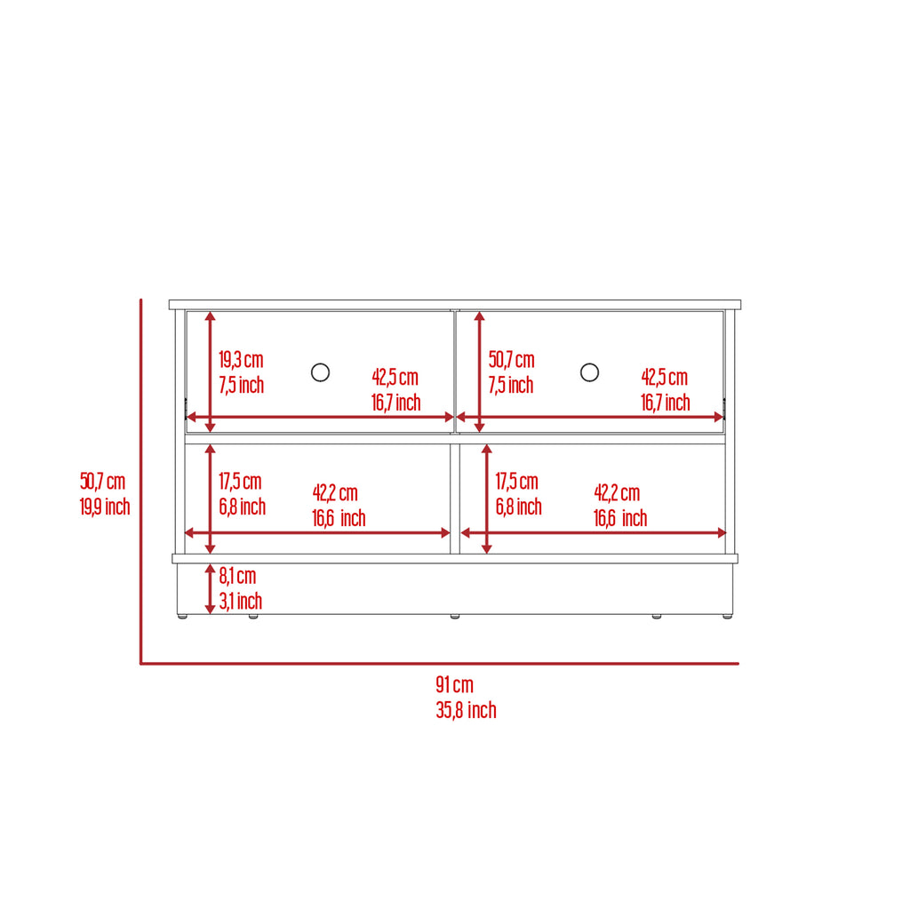 Tulip Storage Bench, Two Drawers, Two Shelves - Grand Goldman Shop